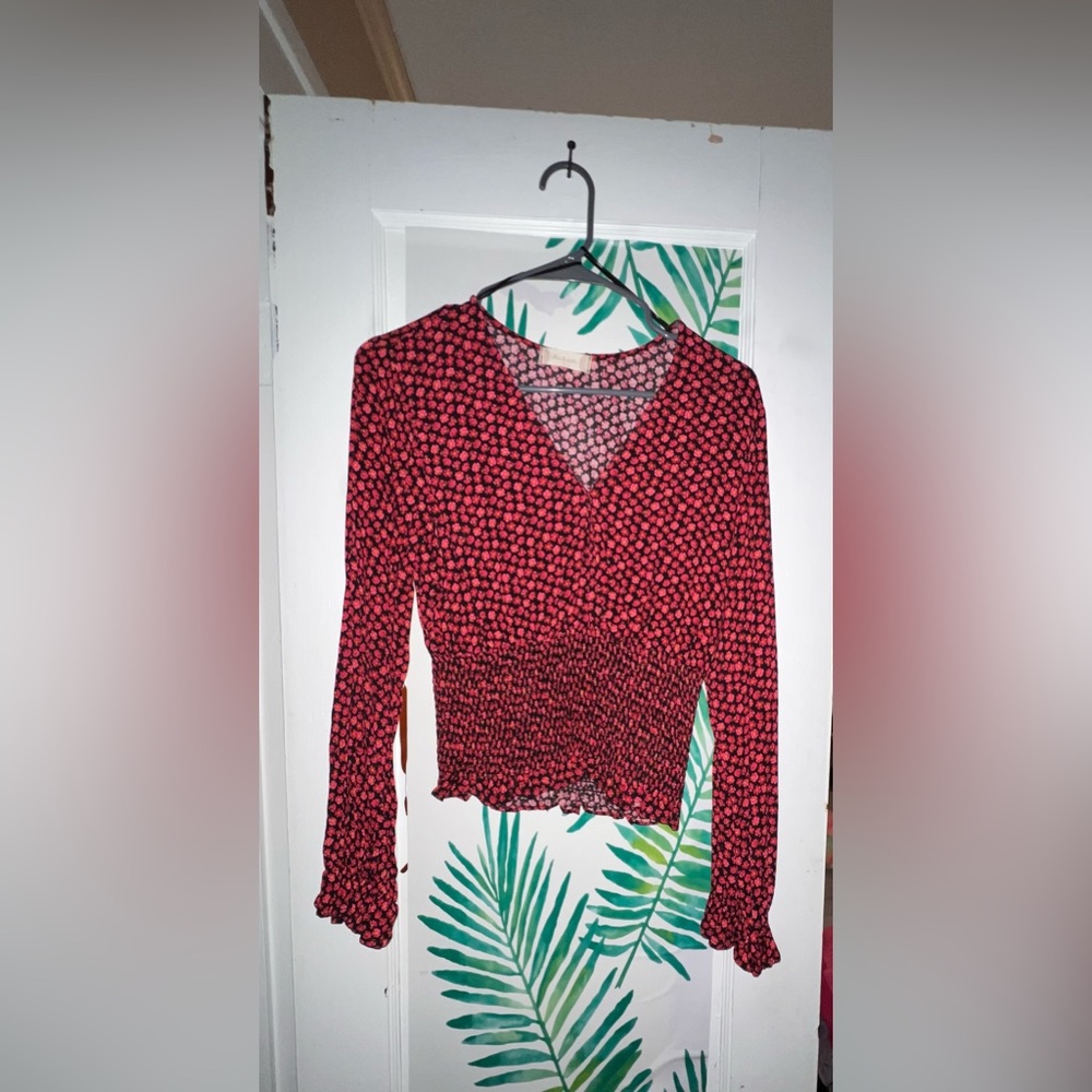 Altar’d State Ruched Floral Long Sleeve Blouse S